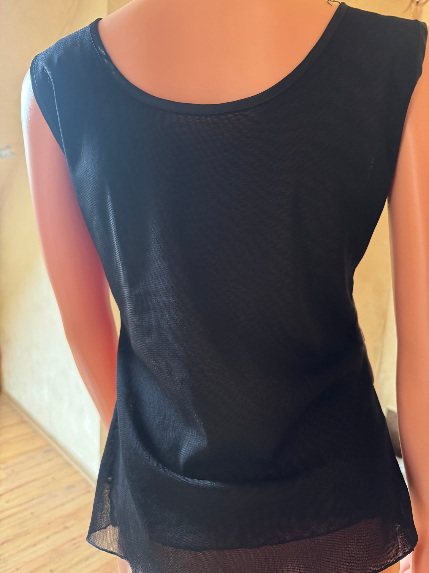 Black Sleeveless Top with 3D Roses