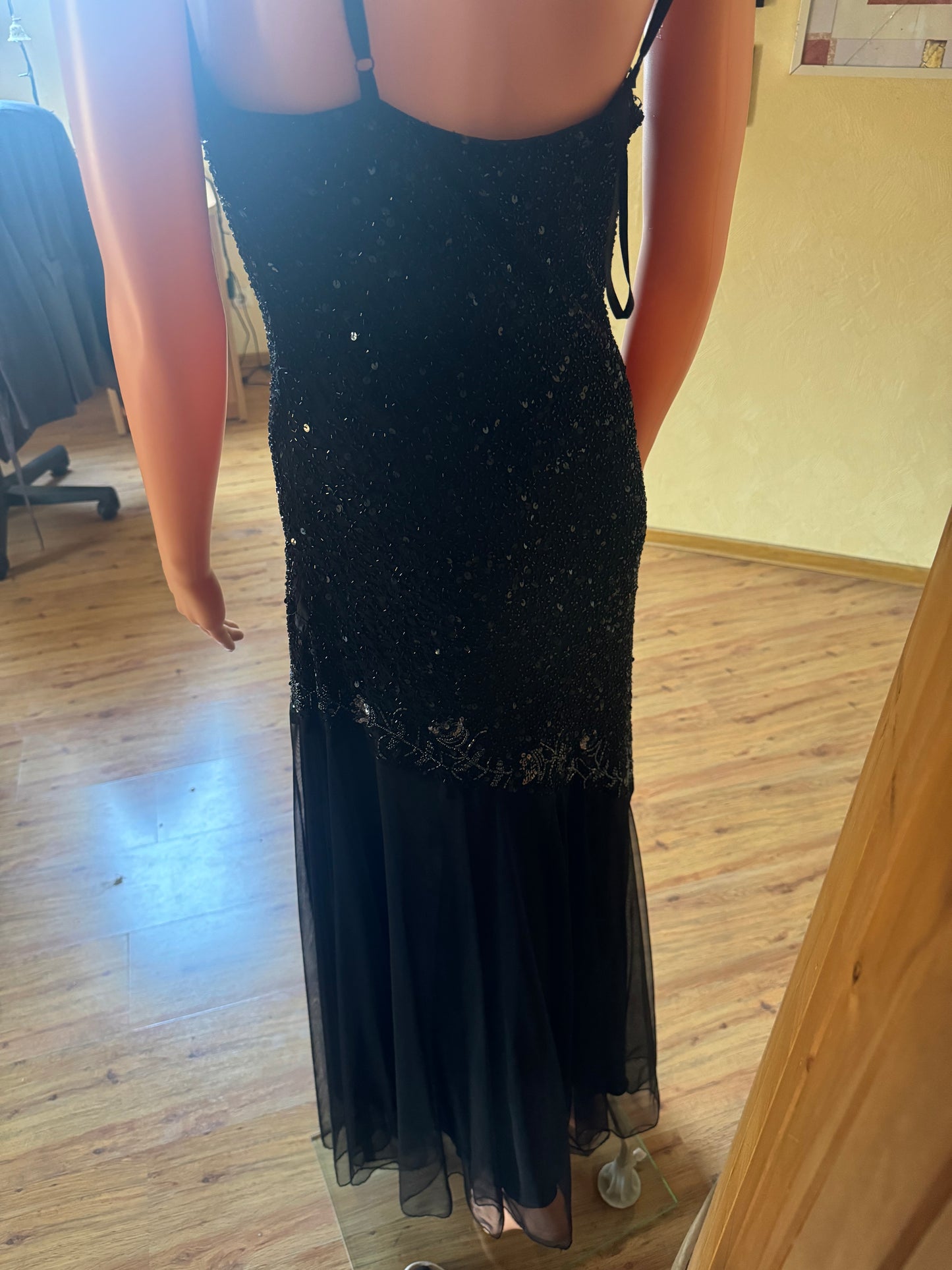 black beaded gown