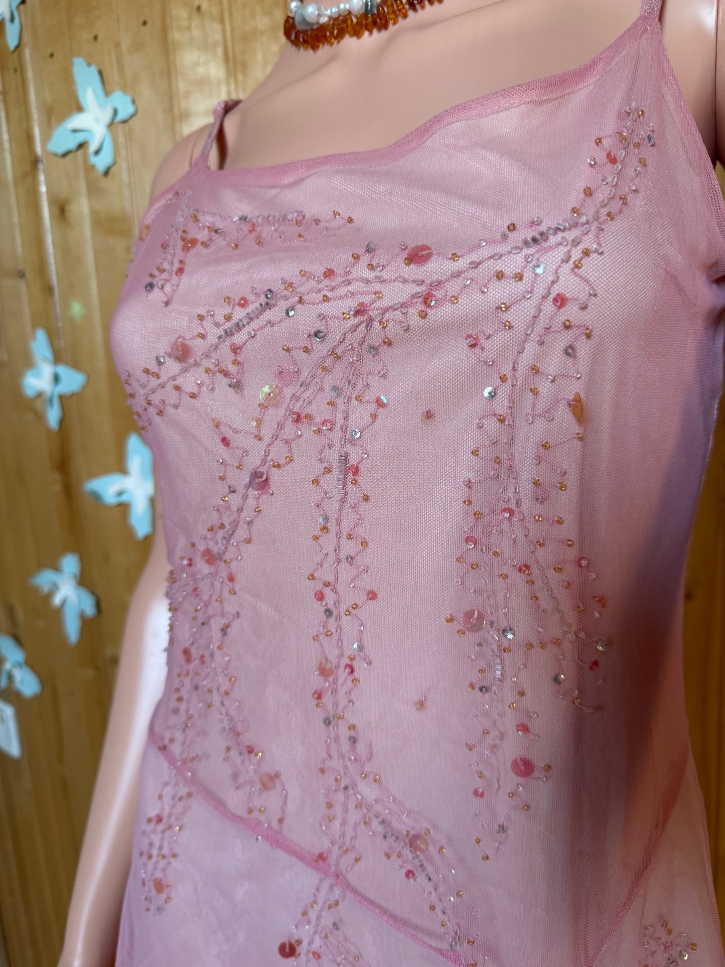 Pink embroidered dress