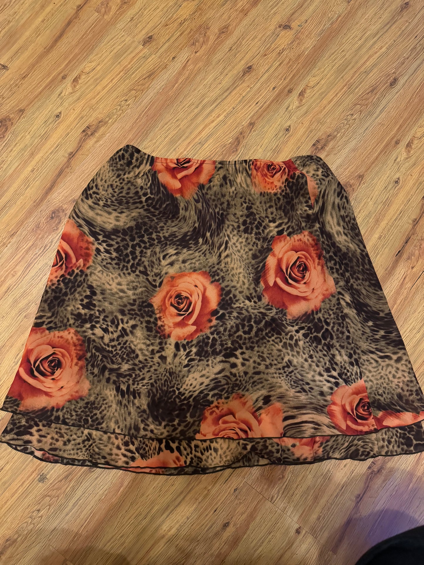 leopard and roses skirt