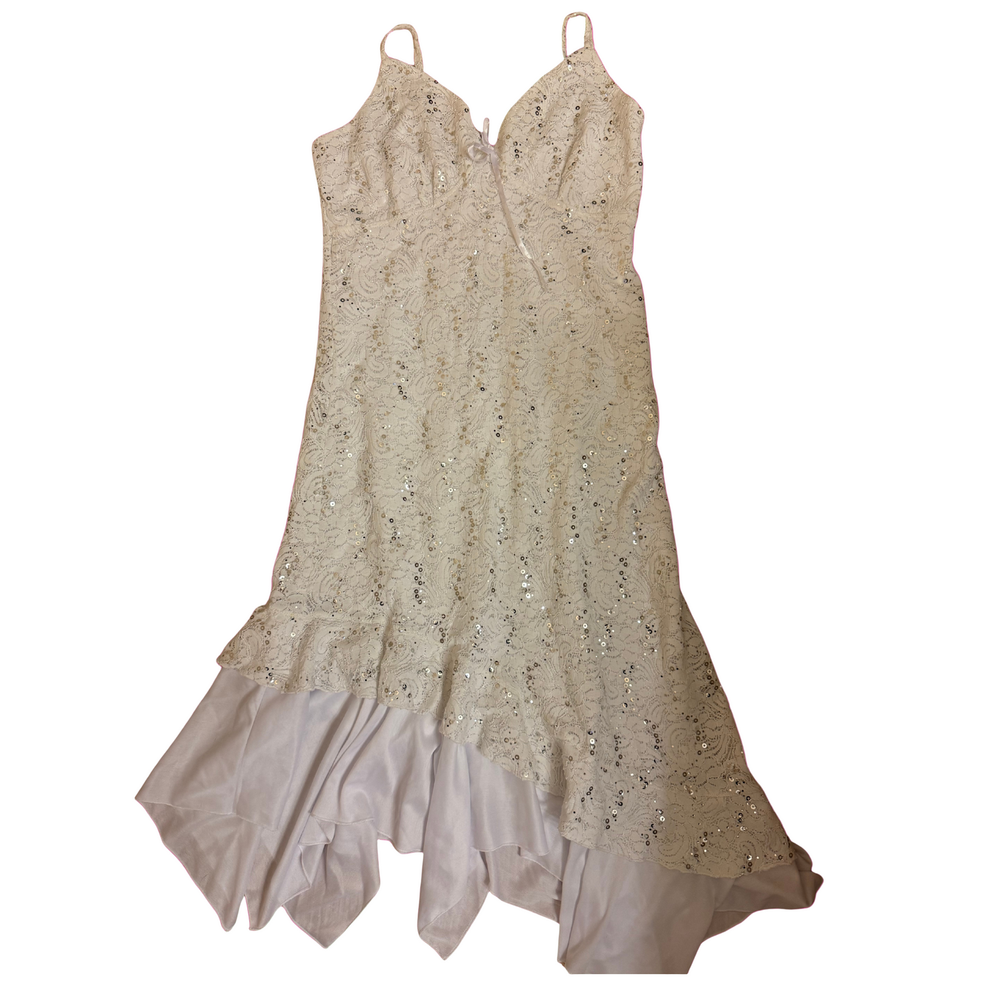 Sparkly White Asymmetrical Hem Party Dress