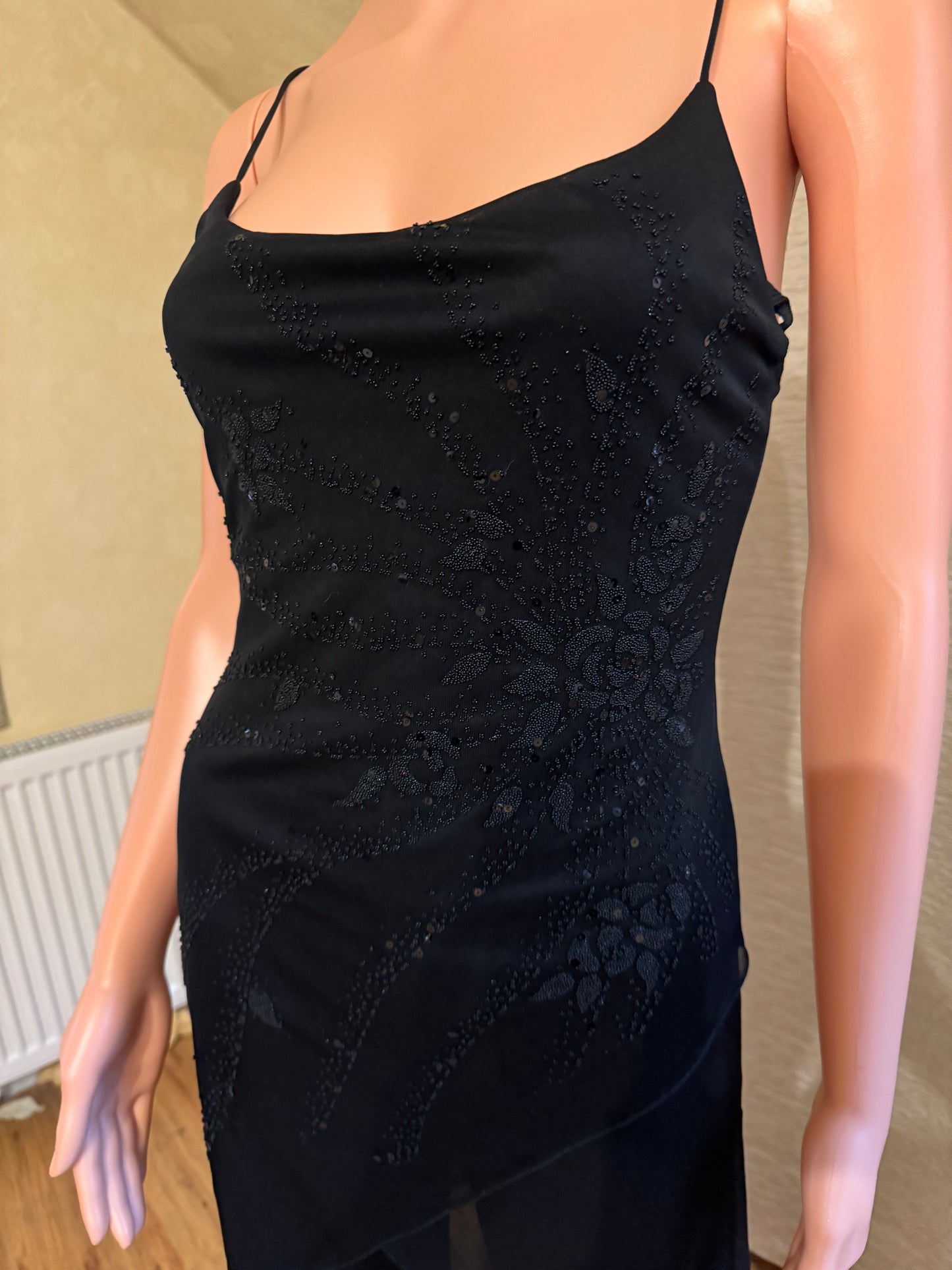 Elegant Black Jumpsuit with Asymmetrical Skirt Overlay