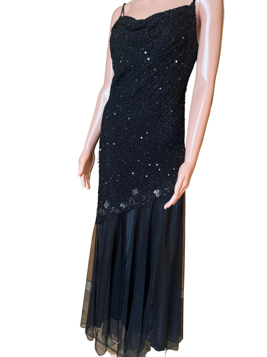 black beaded gown