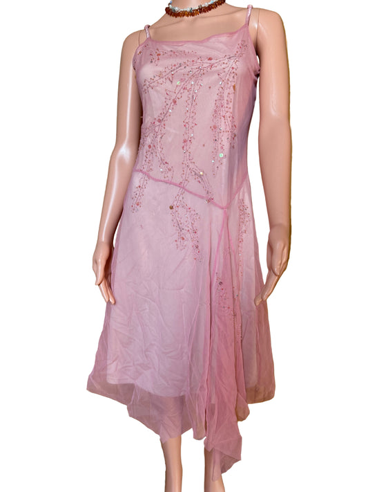 Pink embroidered dress