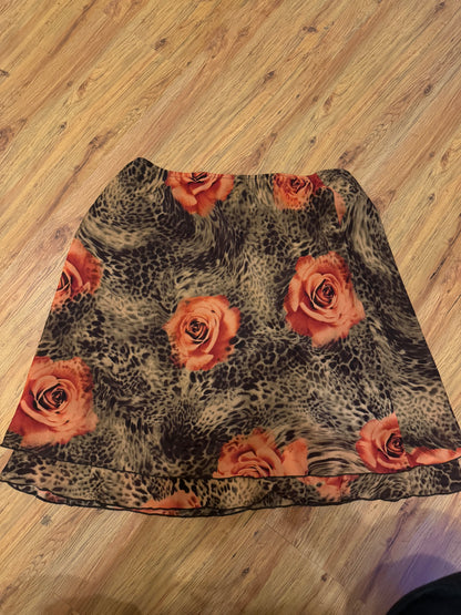 leopard and roses skirt