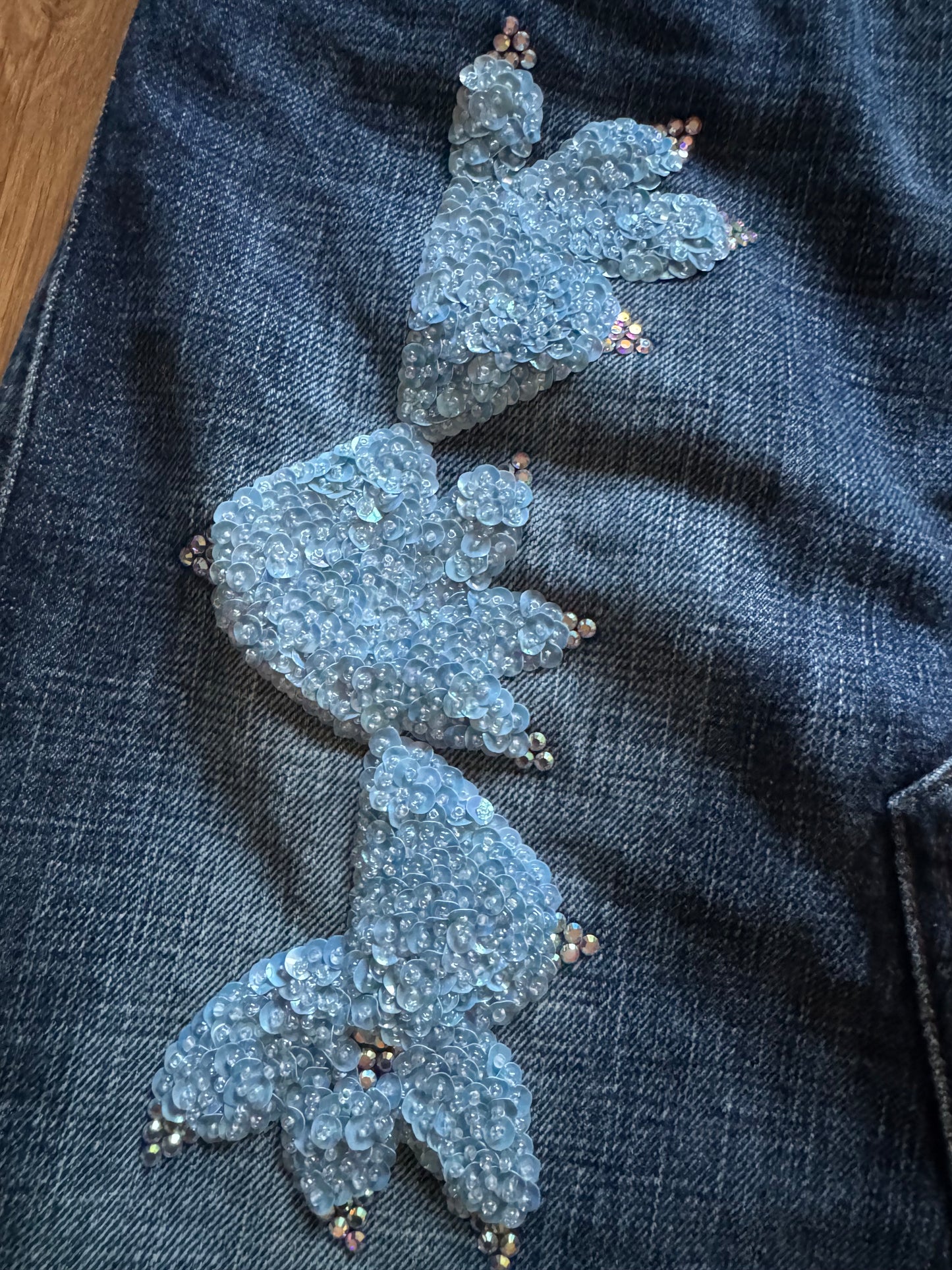 denim embroidered skirt