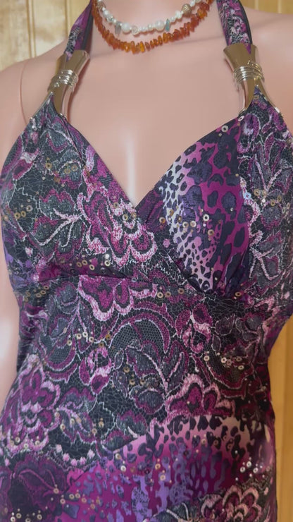 embroidered purple dress